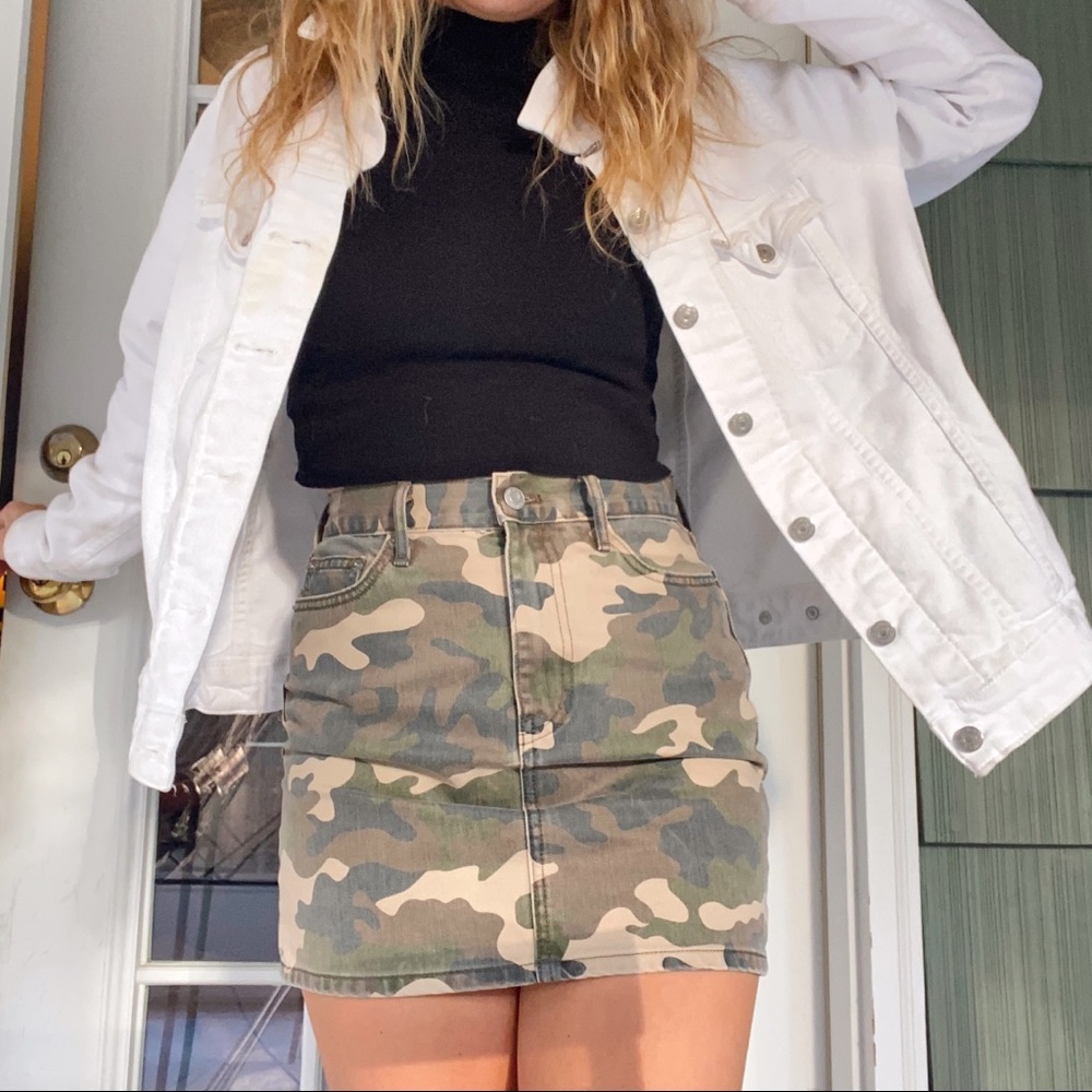 Camo denim skirt
